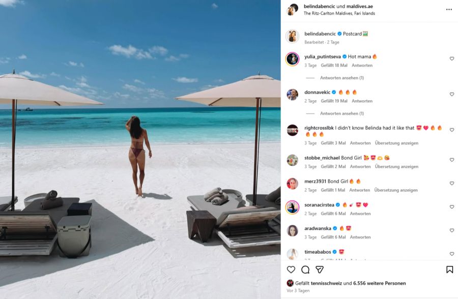 Die Schweizerin geniesst ihre Zeit auf den tropischen Inseln.