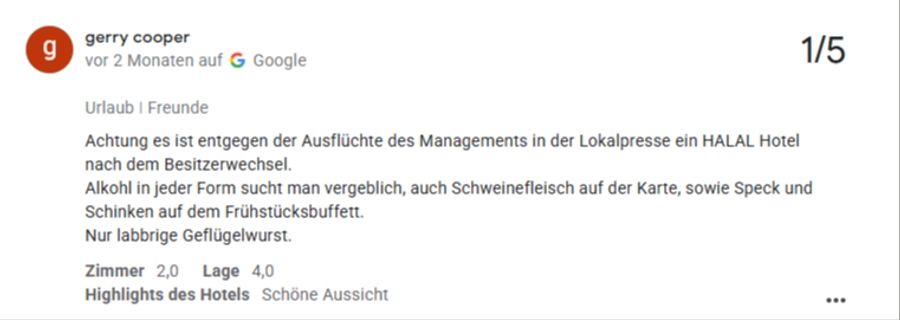 Man wolle den Bedürfnissen einer breiteren Gästeschicht gerecht werden, kommentiert das Hotel die Bewertung.