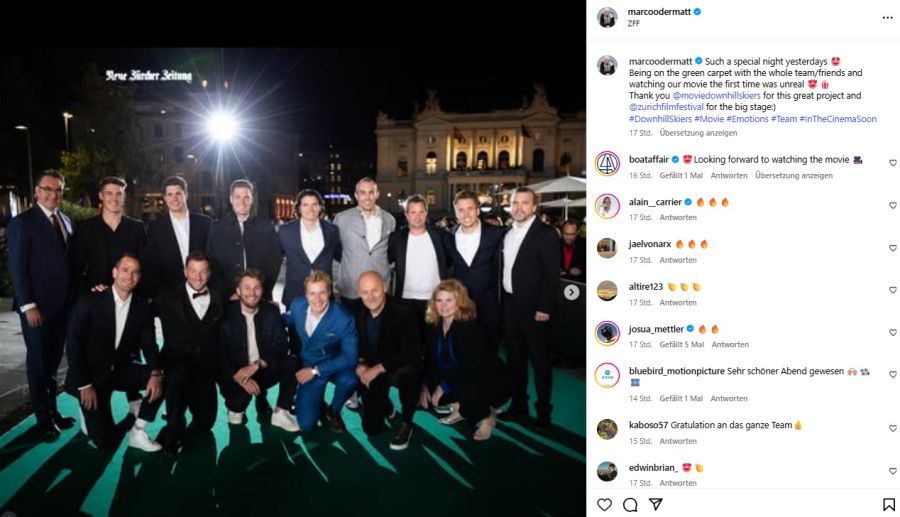 Marco Odermatt postet ein Gruppenfoto auf Insta.