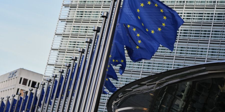 ARCHIV - Flaggen der Europäischen Union wehen vor dem EU-Hauptquartier (Archivbild). Foto: Virginia Mayo/AP/dpa