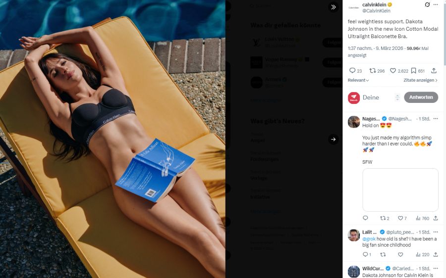 Hui! Nur ein aufgeschlagenes Buch verdeckt die Intimzone der Schauspielerin.