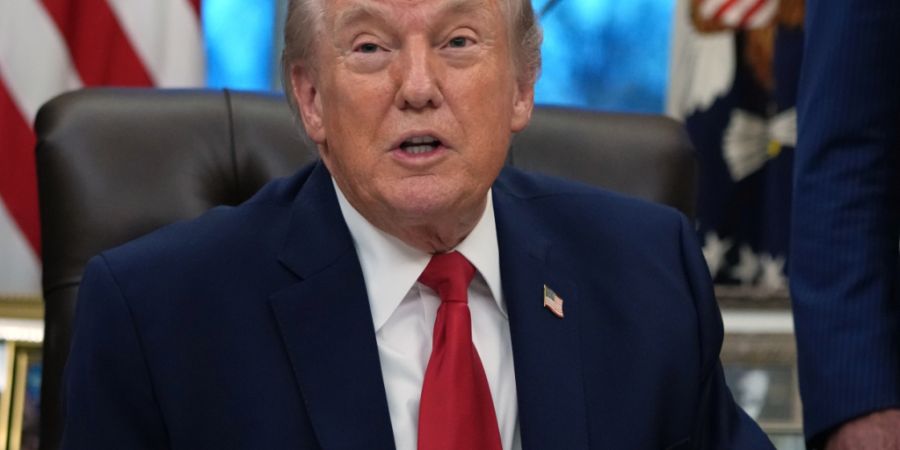 US-Präsident Donald Trump spricht im Oval Office des Weißen Hauses. Foto: Allison Robbert/AP/dpa