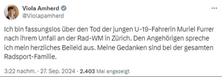 Bundespräsidentin Viola Amherd zeigt sich Fassungslos.