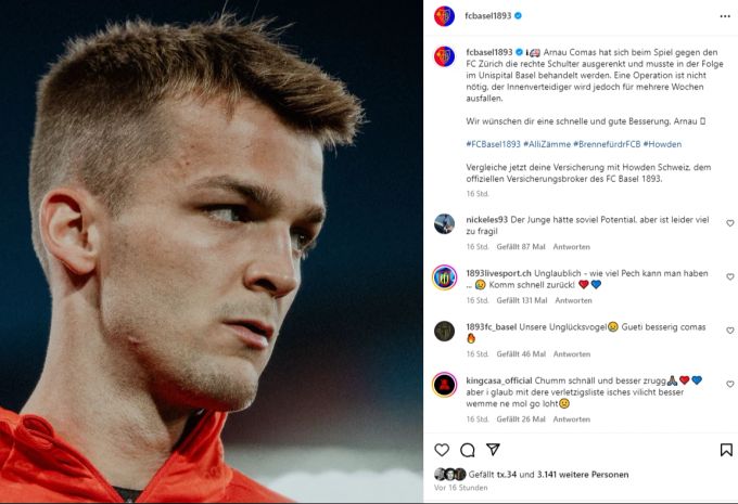 Arnau Comas fehlt dem FCB mehrere Wochen. fc basel