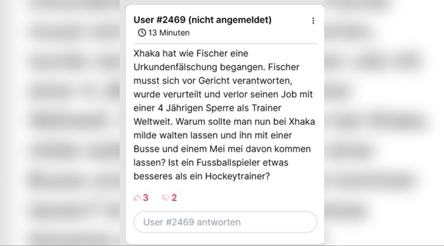 Die Nau.ch-User fordern für Granit Xhaka eine ähnliche Strafe wie für Patrick Fischer.