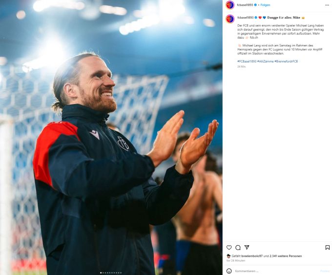 Der FC Basel verkündet neun Jahre nach seinem ersten Spiel für den FCB den Abgang von Verteidiger Michael Lang. Michael Lang