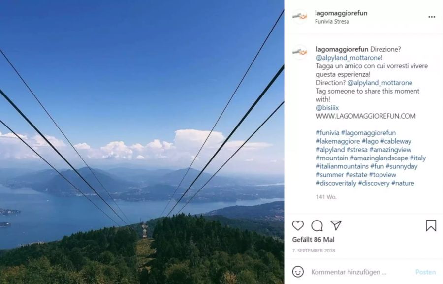 Die Seilbahn in Stresa.