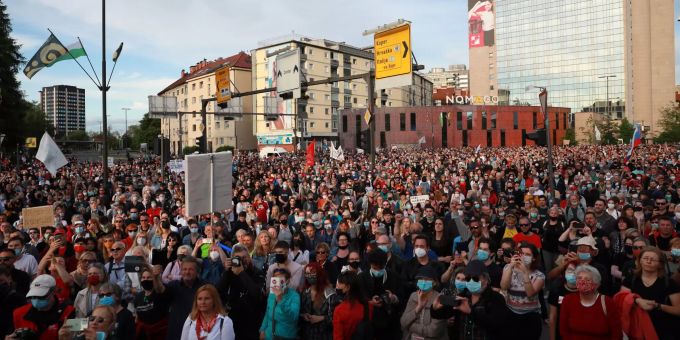 Am Freitag wurde in Slowenien gegen Regierungschef Jansa demonstriert. Demo