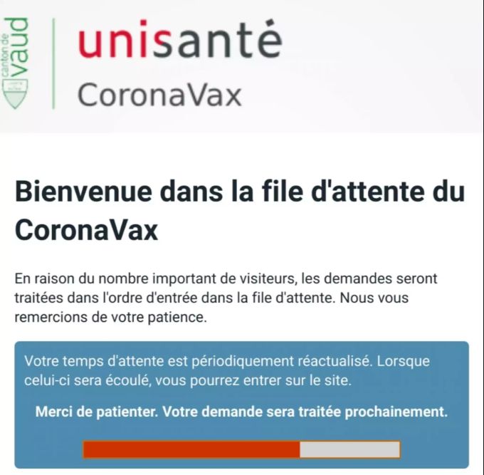 Die Anmeldung zur Impfung gegen das Coronavirus in der Waadt funktioniert. Wegen eines grossen Ansturms ging es aber erstmals lange. Coronavirus Impfung waadt