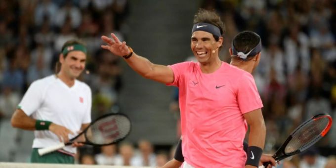 Spass haben Federer (l.) und Nadal nicht nur auf dem Platz Spass haben Federer (l.) und Nadal nicht nur auf dem Platz