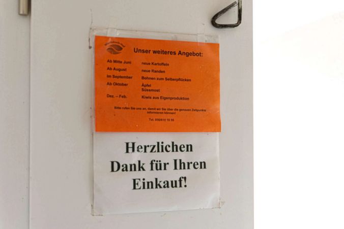 Im Hofladen findet man eine Übersicht des ganzes Sortiments.