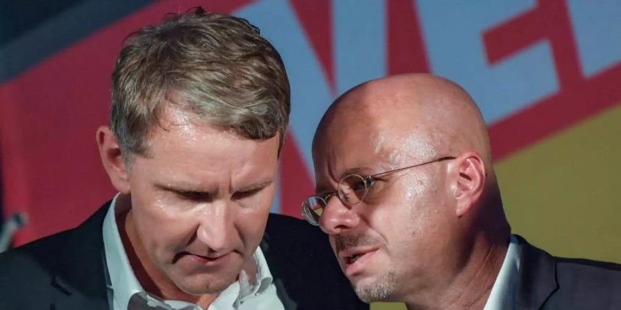 Die AfD-Politiker Björn Höcke (l) und Andreas Kalbitz. Foto: Patrick Pleul/zb/dpa