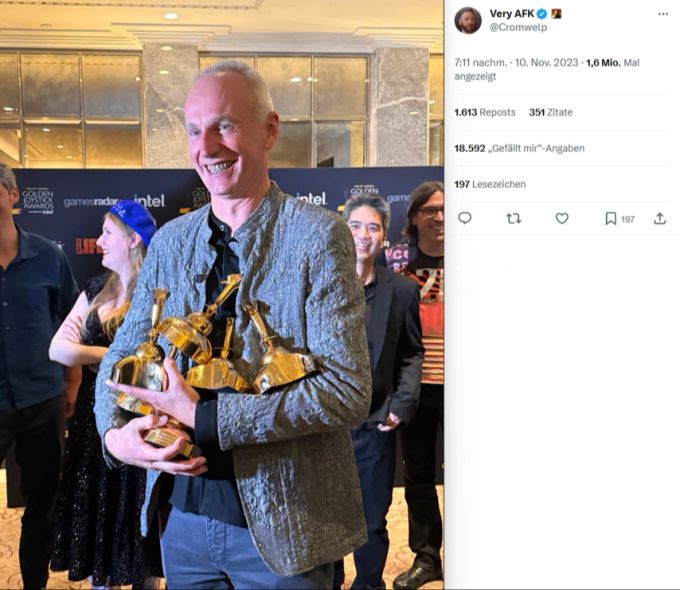 Swen Vincke freut sich über den Erfolg von «Baldur's Gate 3». Daran sieht er viele Personen beteiligt. game awards 2023