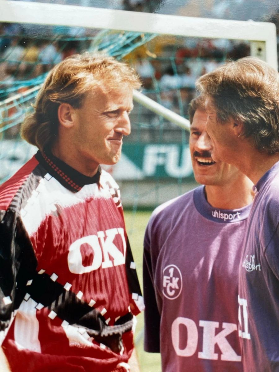 Andy Brehme (l.)spielte von 1993 bis 1996 bei Kaiserslautern unter Co-Trainer Ignaz Good (m.) und Trainer Friedel Rausch (r.).