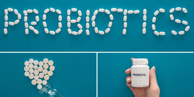 schriftzug «probiotics», auf blauem hintergrund