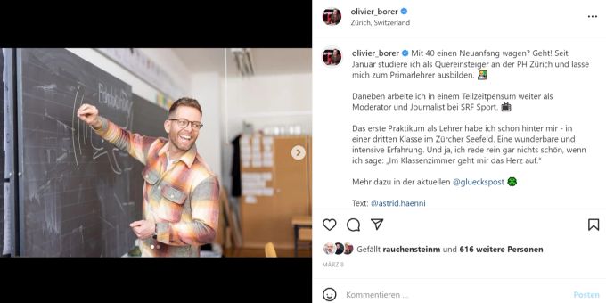 Hat gut Lachen: Olivier Borer. Er wird bald Vater werden. Olivier Borer