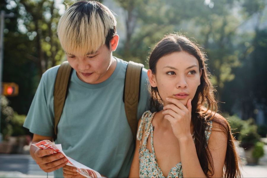 Paar Frau Mann Plan Ferien Tourismus