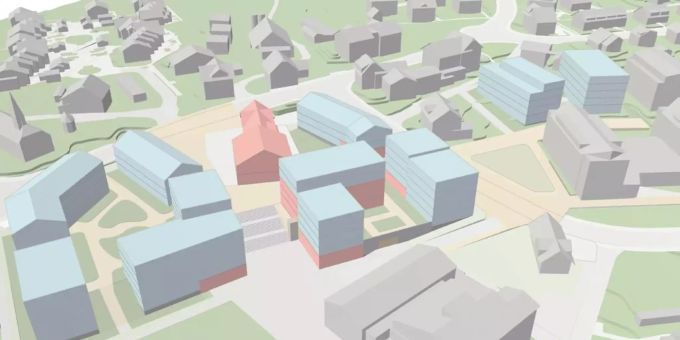 Best-Variante der Testplanung «Generationenprojekt Buchrain Dorf»: Mögliche Anordnung von Gebäuden und Freiräumen.