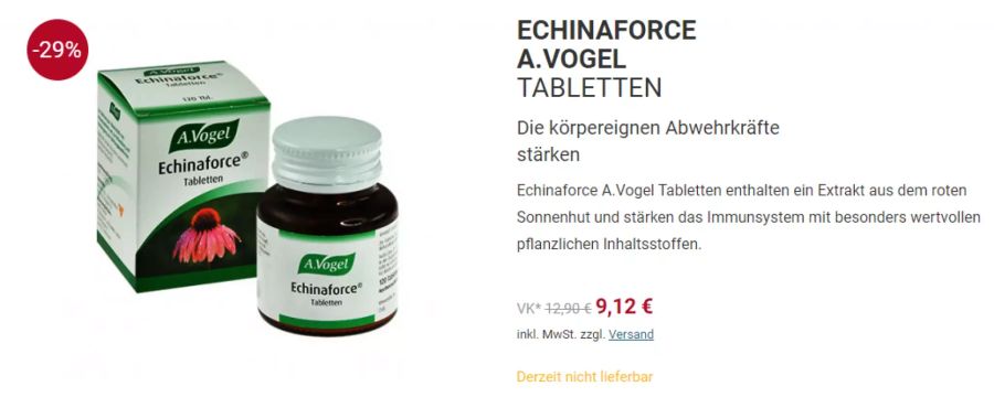 Das Schweizer Heilmittel Echinaforce ist in Deutschland deutlich billiger.