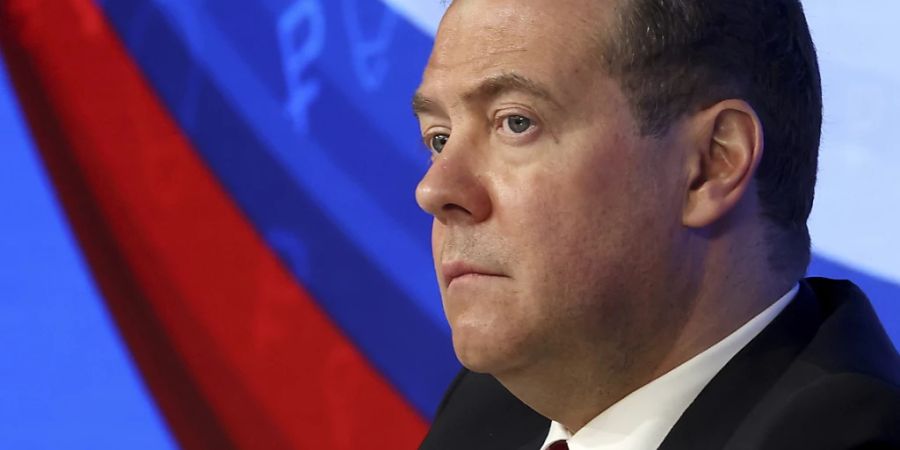 ARCHIV - Dmitri Medwedew, Vorsitzender der Partei Einiges Russland und stellvertretender Leiter des russischen Sicherheitsrates. Foto: Yekaterina Shtukina/Pool Sputnik via AP/dpa