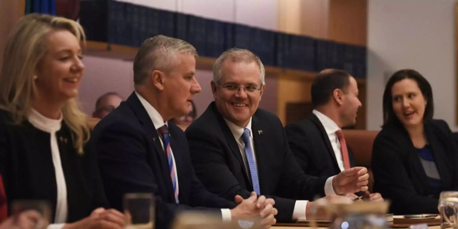 Premierminister Scott Morrison in einem Meeting des Kabinetts.