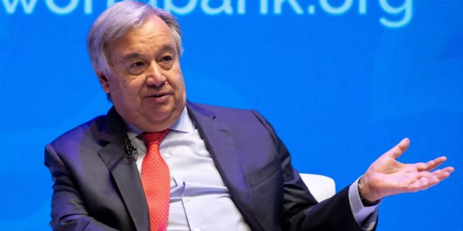 UN-Generalsekretär António Guterres an einem Seminar.