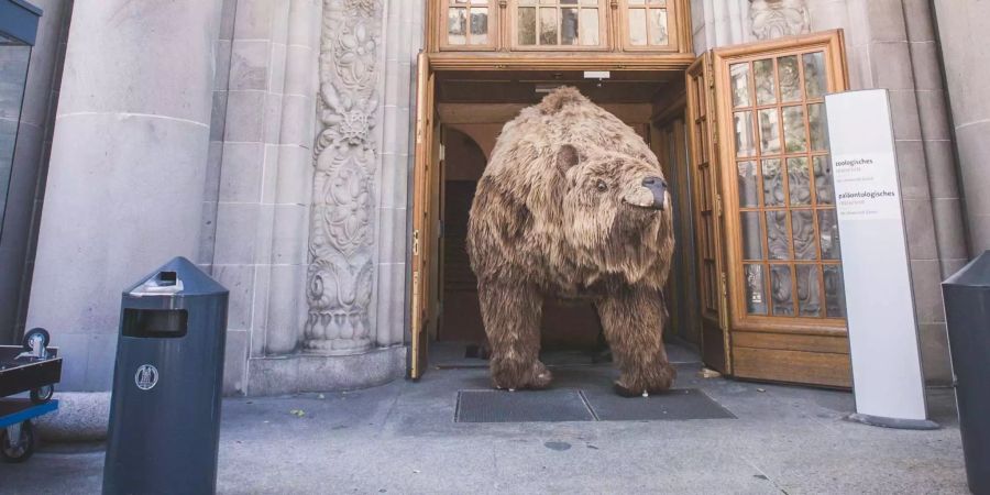 Das Riesenfaultier Meggie vor der Universität Zürich.