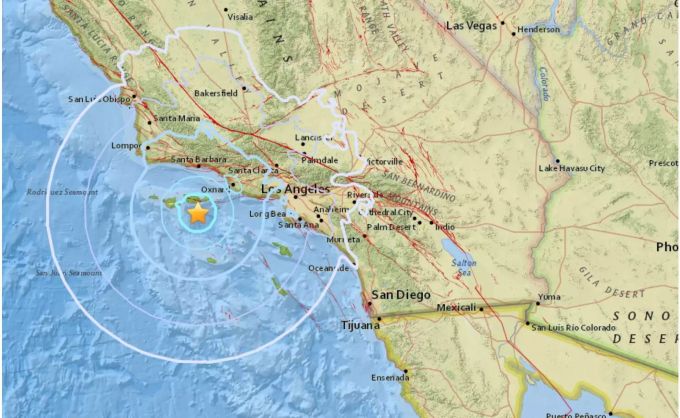 Das Erdbeben ereignete sich etwa 120 Kilometer westlich von Los Angeles. Das Erdbeben ereignete sich etwa 120 Kilometer westlich von Los Angeles.
