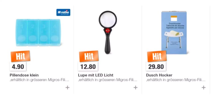 Pillendose, Lupe und Duschhocker: Der momentane Renner im Migros.