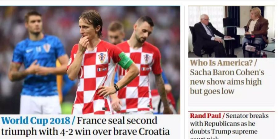 Der britische «Guardian» hebt heraus, dass die Franzosen den Titel als «Champions der Welt» zum zweiten Mal gewonnen haben.