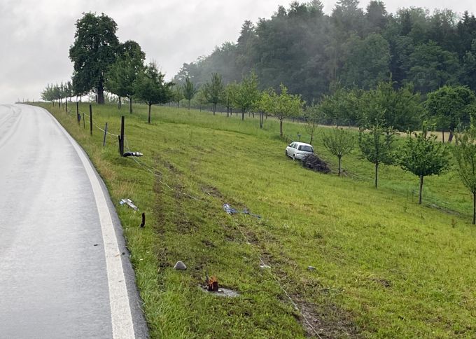 In Ballwil kollidierte eine Lenkerin mit Zaunpfählen und einem Baum In Ballwil kollidierte eine Lenkerin mit Zaunpfählen und einem Baum