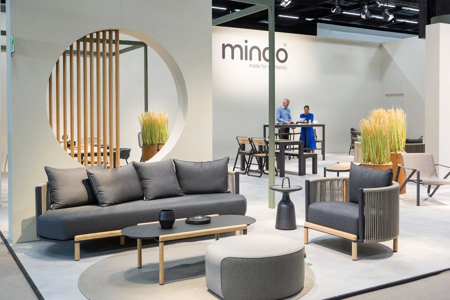 Sitzlandschaft grau Messe Sofa Möbel