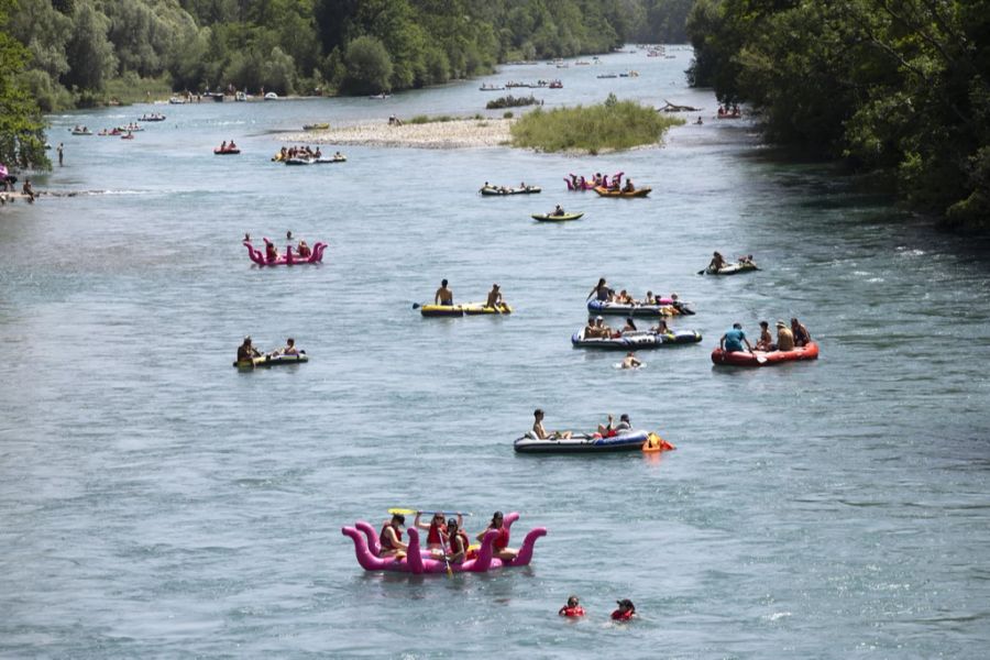 Sie sind nicht allein: Blick auf die Aare bei Rubigen.