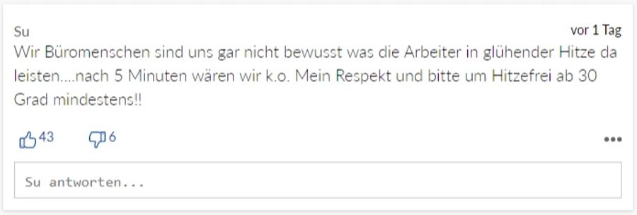 Dieser Leser hat Mitleid mit den Bauarbeitern.