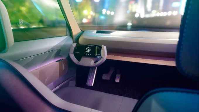 Cool, recycled und auf das Wesentliche reduziert: der Innenraum der Studie 2025 VW ID Life