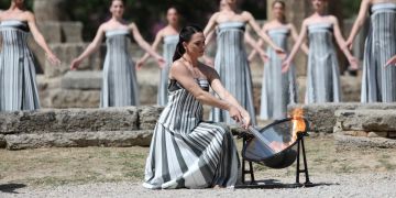 Flame lighting ceremony for the the Paris 2024 Summer Olympic Games in Greece