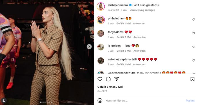 Alisha Lehmann hat auf Instagram über 16 Millionen Follower. Alisha Lehmann