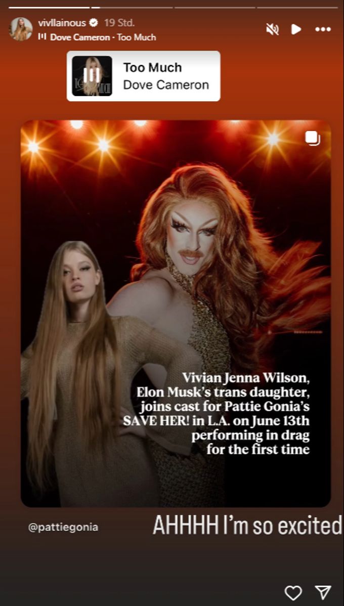 Vivian Wilson, Tochter von Elon Musk, wird Teil einer Drag-Show. Vivian Wilson