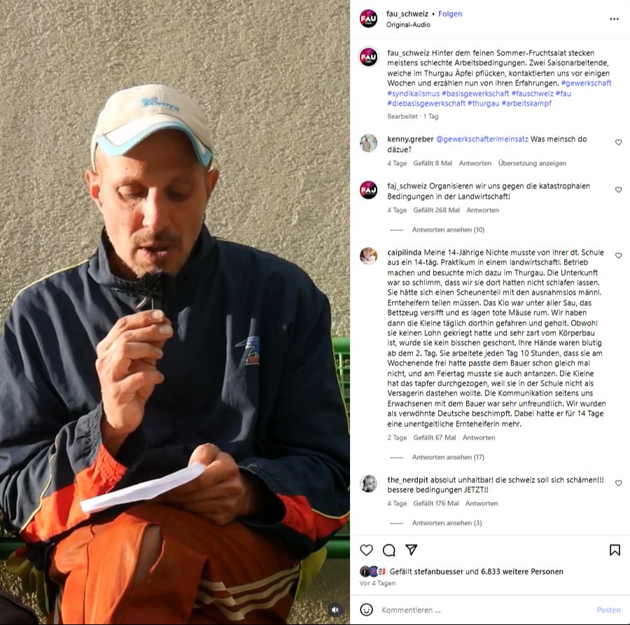 Der italienische Saisonangestellte wirft der Branche Rassismus und Arbeitsungerechtigkeit vor.