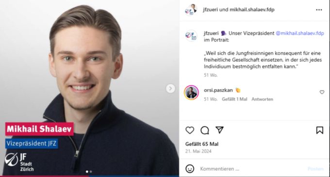 Die Jungfreisinnige wollen mit Mikhail Shalaev in den Zürcher Stadtrat. Mikhail Shalaev