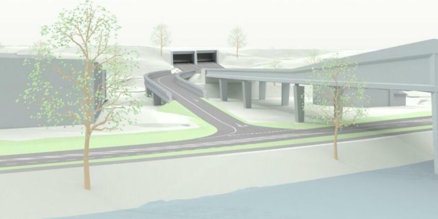 So könnte es aussehen: Der Knoten Lackenhof sowie die Weststadtbrücke auf der Westtangente Solothurn sollen ausgebaut und optimiert werden. (Visualisierung)