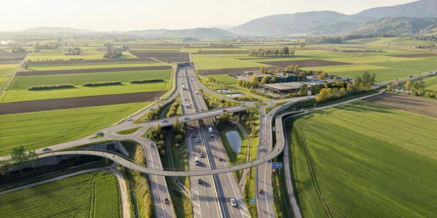 So wird der A5-Anschluss bei Grenchen SO aussehen, der den Rückstau auf die Autobahn verhindern soll. (Visualisierung)