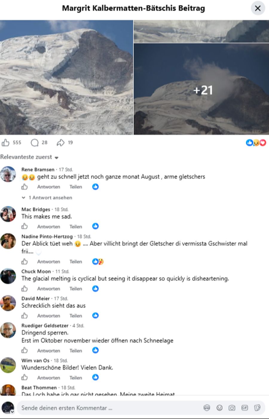 Auch Ski-Fans in Saas-Fee machen sich Sorgen um den Allalin-Gletscher.
