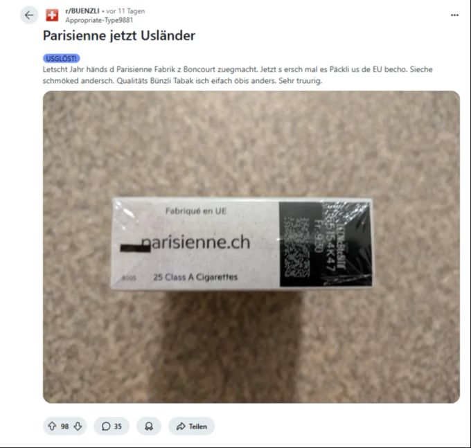 Päckli Zigaretten