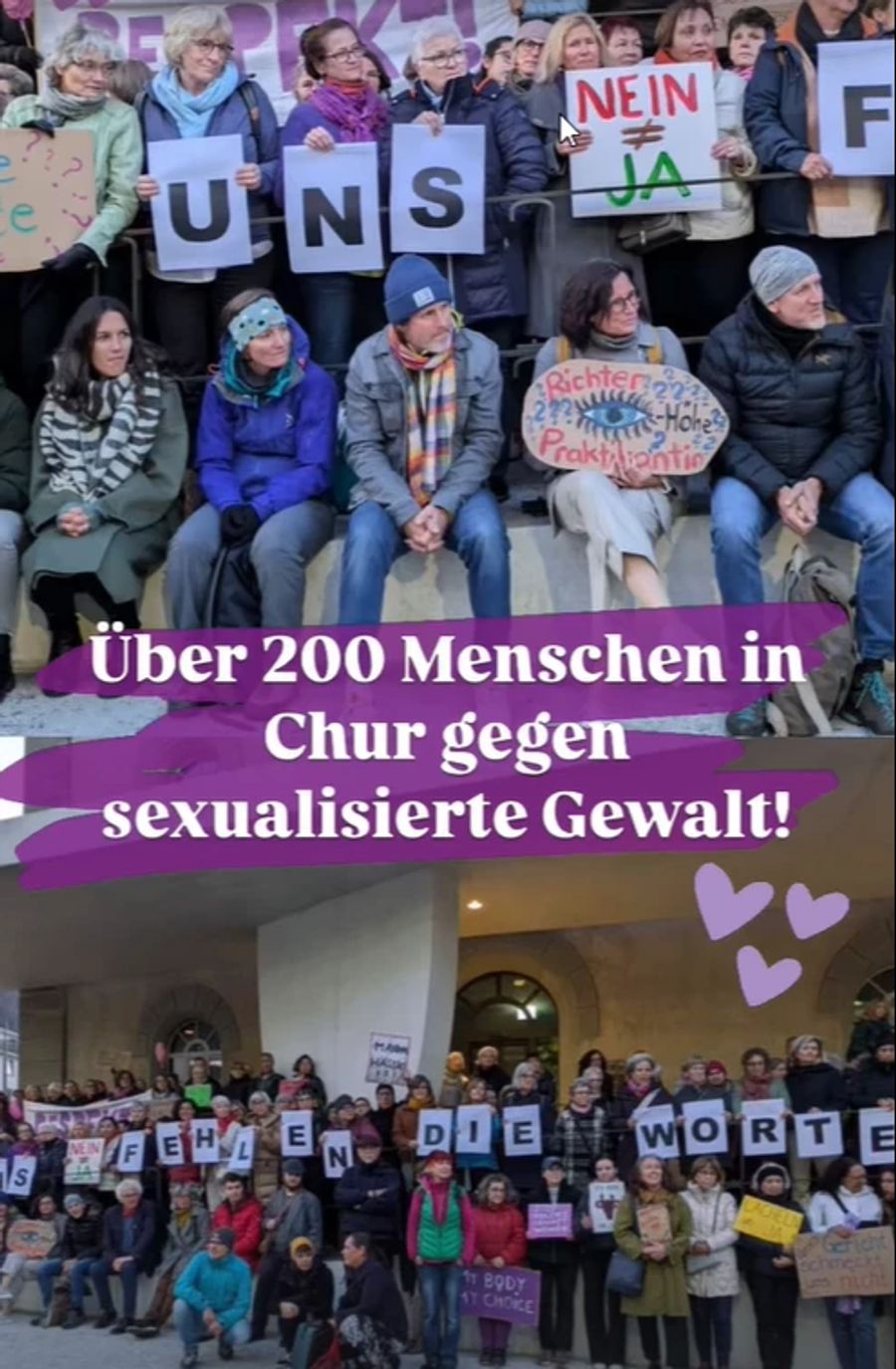 Das Feministische Kollektiv Graubünden rief am Freitagabend zur Demo auf. Rund 200 Personen machten dort ihrem Ärger Luft.