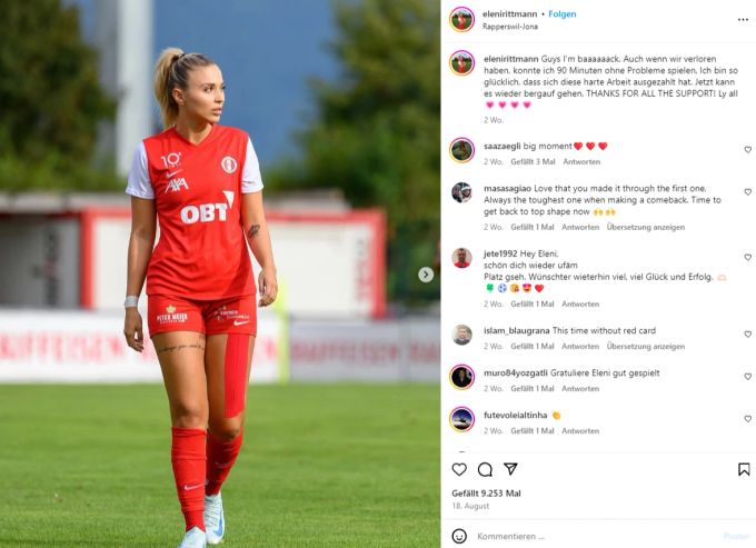 Eleni Rittmann im Dress der FC Rapperswil-Jona Frauen. Eleni Rittmann FC Rapperswil-Jona