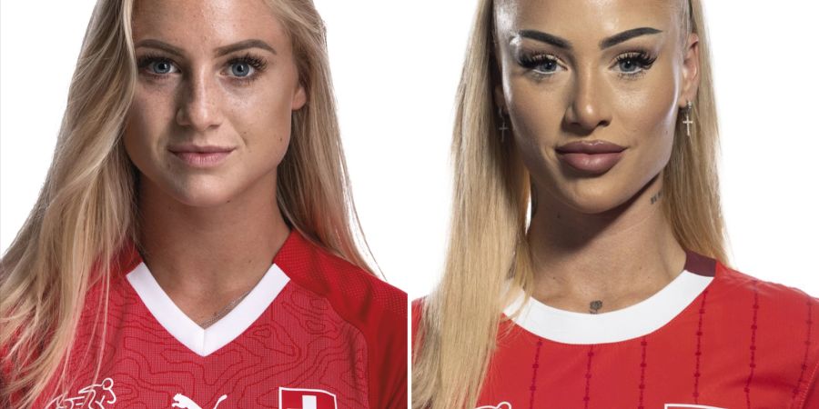 Links: Alisha Lehmann im Jahr 2018. Rechts: Alisha Lehmann im Jahr 2024.