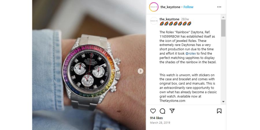 Instagram, Rolex Rainbow Daytona