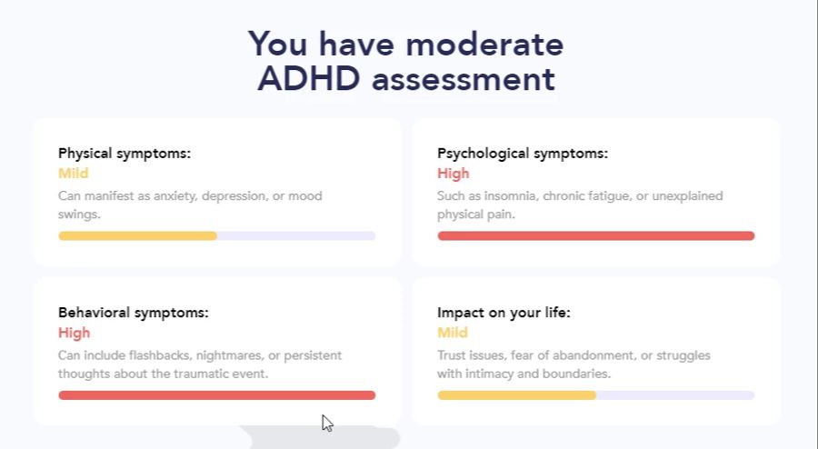 Oft bieten die Seiten auch ähnliche Tests für beispielsweise ADHS an.