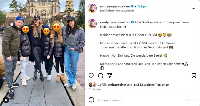 Sandy Meyer-Wölden hat fünf Kinder, drei davon mit Oliver Pocher. Mit seiner Ex Amira hat der Comedian noch zwei Söhne. sandy meyer-wölden
